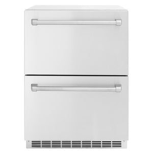 ZLINE 24 in. Touchstone 168 Can Outdoor-Rated Dual Refrigerator Drawer with Stainless Steel Doors (RDSO-ST-24)