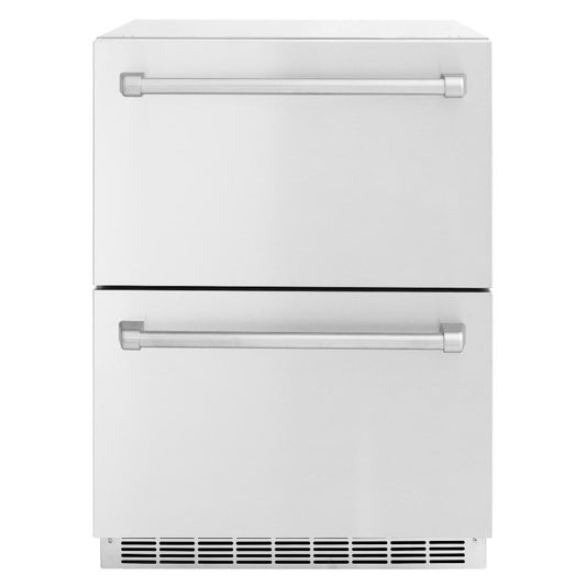 ZLINE 24 in. Touchstone 168 Can Outdoor-Rated Dual Refrigerator Drawer with Stainless Steel Doors (RDSO-ST-24)