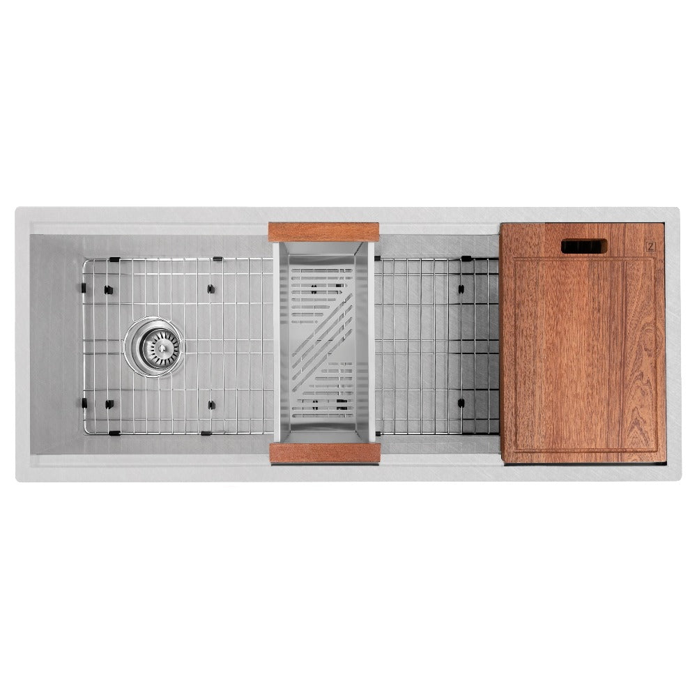 ZLINE Garmisch 43 in. Undermount Single Bowl Scratch Resistant Stainless Steel Kitchen Sink with Bottom Grid and Accessories (SLS-43S) top.