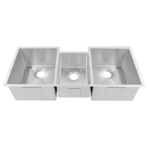 ZLINE Breckenridge 45 in. Undermount Triple Bowl Stainless Steel Kitchen Sink with Bottom Grid and Accessories (SLT-45) front, no grates.