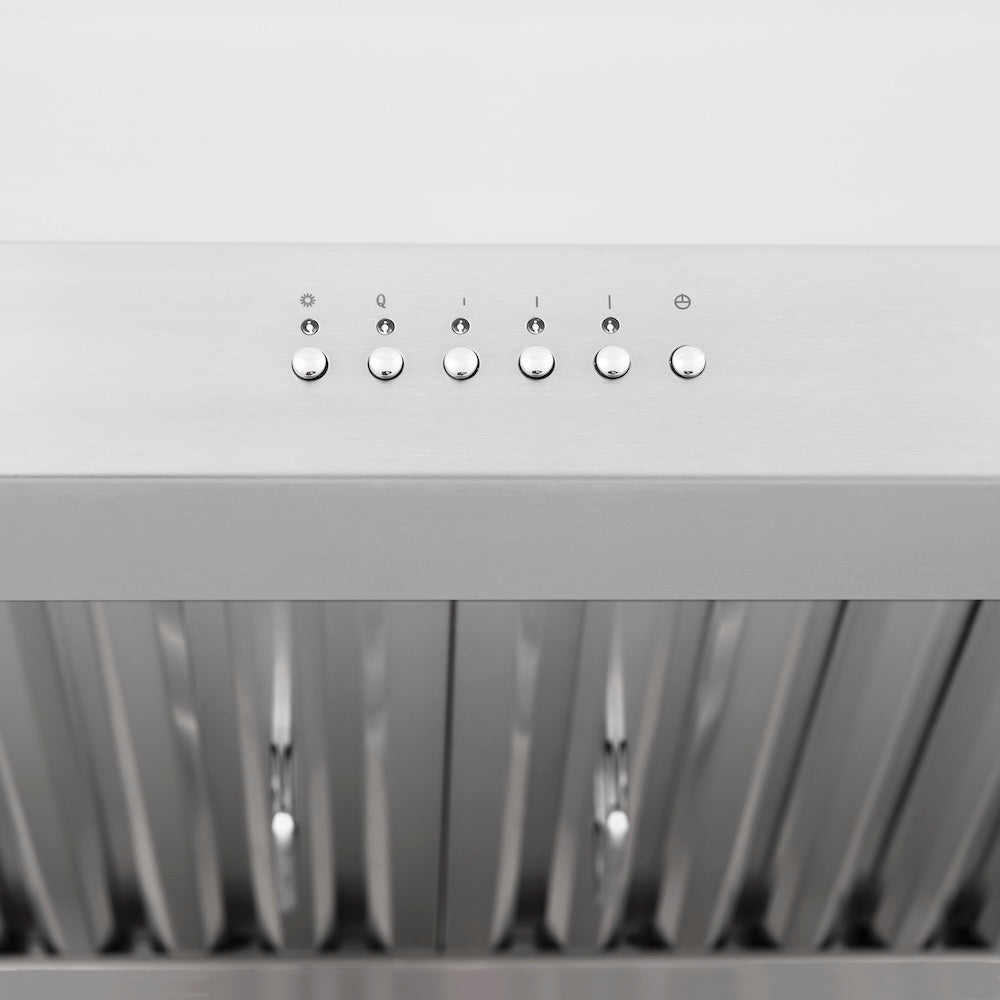 ZLINE 36 in. Ducted Under Cabinet Range Hood in Stainless Steel (623-36) buttons and display.