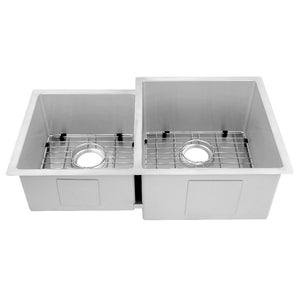 ZLINE Jackson 32 in. Undermount Double Bowl Stainless Steel Kitchen Sink with Bottom Grid (SRDL-32) front.