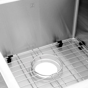 ZLINE Jackson 32 in. Undermount Double Bowl Stainless Steel Kitchen Sink with Bottom Grid (SRDL-32) logo in basin.