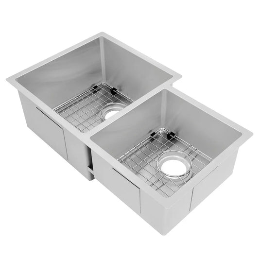 ZLINE 32 in. Jackson Undermount Double Bowl Stainless Steel Kitchen Sink with Bottom Grid (SRDR-32) main image.