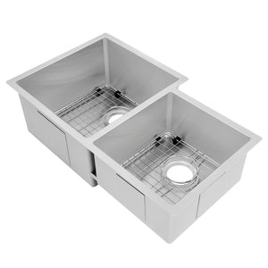 ZLINE Jackson 32 in. Undermount Double Bowl Stainless Steel Kitchen Sink with Bottom Grid (SRDR-32)