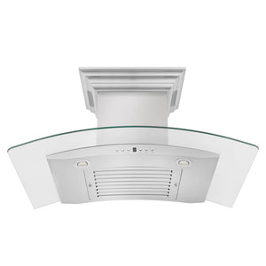 ZLINE 36 in. CrownSound™ Ducted Vent Wall Mount Range Hood in Stainless Steel with Built-in Bluetooth Speakers (KN4CRN-BT-36) under.