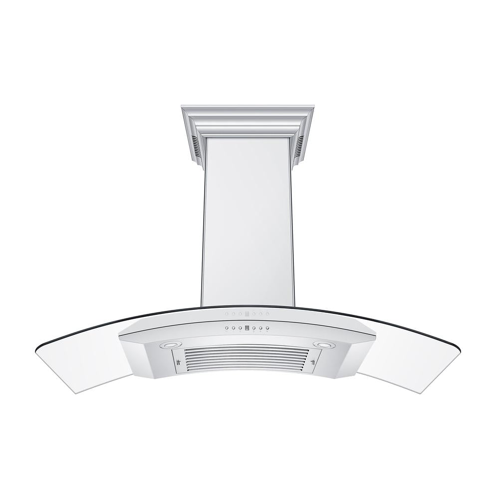 ZLINE 48 in. CrownSound™ Ducted Vent Wall Mount Range Hood in Stainless Steel with Built-in Bluetooth Speakers (KN4CRN-BT-48) front, under.