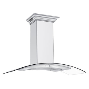 ZLINE 48 in. CrownSound™ Ducted Vent Wall Mount Range Hood in Stainless Steel and Glass with Built-in Bluetooth Speakers (KN4CRN-BT-48)
