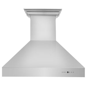 ZLINE 36 in. CrownSound™ Ducted Vent Wall Mount Range Hood in Stainless Steel with Built-in Bluetooth Speakers (667CRN-BT-36) front.