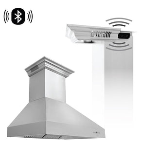 ZLINE 36 in. CrownSound™ Ducted Vent Wall Mount Range Hood in Stainless Steel with Built-in Bluetooth Speakers (667CRN-BT-36)