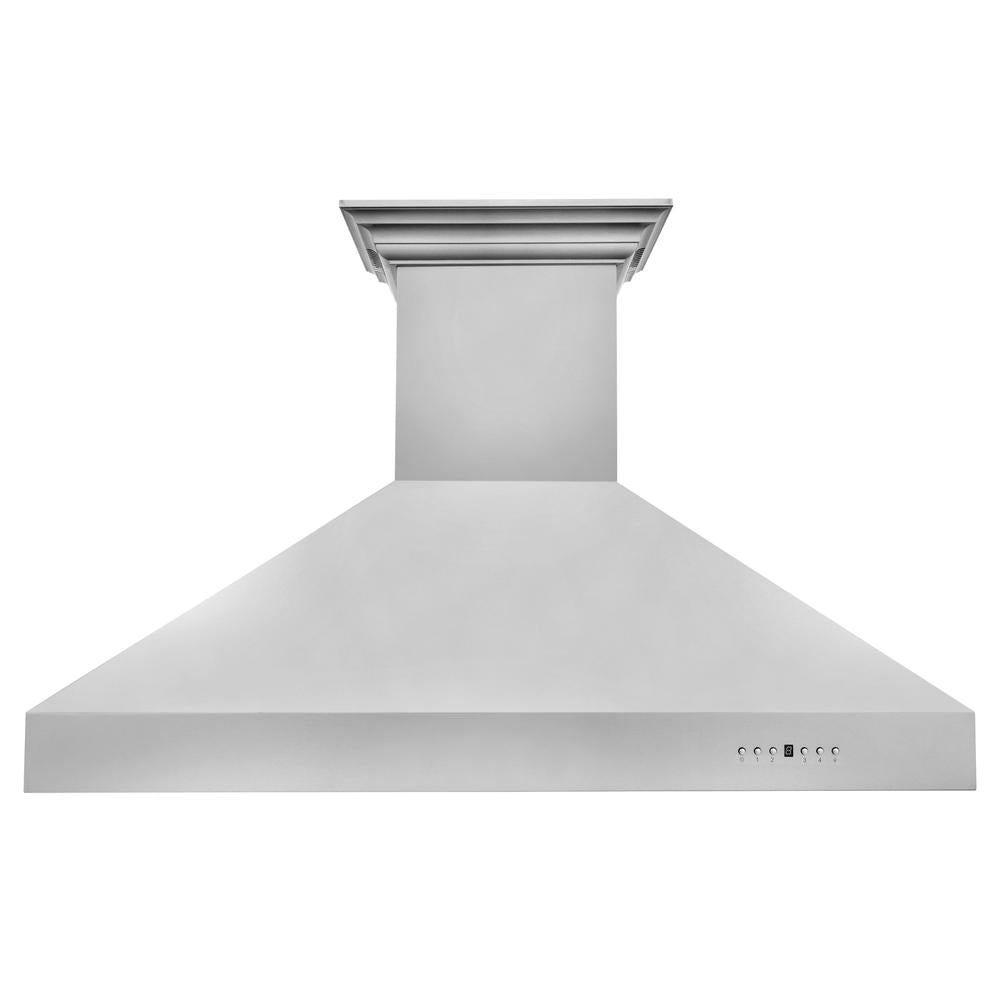 ZLINE 48 in. CrownSound™ Ducted Vent Wall Mount Range Hood in Stainless Steel with Built-in Bluetooth Speakers (667CRN-BT-48) front.