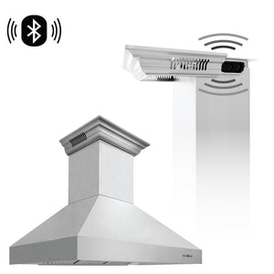 ZLINE 48 in. CrownSound™ Ducted Vent Wall Mount Range Hood in Stainless Steel with Built-in Bluetooth Speakers (667CRN-BT-48)