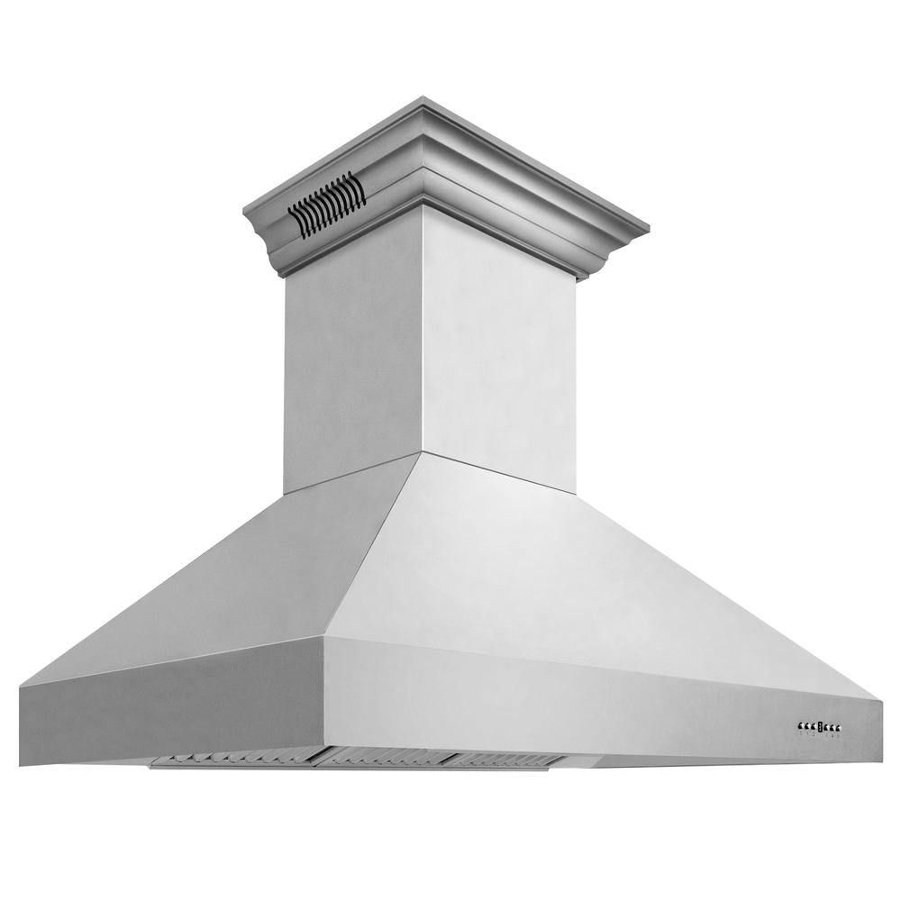 ZLINE 48 in. CrownSound™ Ducted Vent Wall Mount Range Hood in Stainless Steel with Built-in Bluetooth Speakers (667CRN-BT-48) main image.
