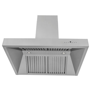 ZLINE 30 in. Professional Convertible Vent Wall Mount Range Hood in Stainless Steel (697-30) front, under.
