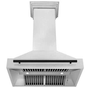 ZLINE Autograph Edition 36 in. Satin Stainless Steel Wall Mount Range Hood with Matte Black Handle (8654SNZ-36-MB)