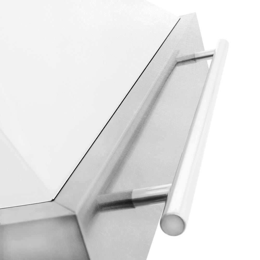 ZLINE 36 in. Satin Stainless Steel Wall Mount Range Hood with White Matte Shell and Stainless Steel Handle (8654SNX-WM-36)
