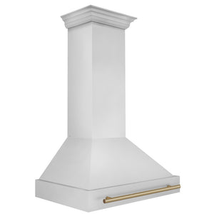 ZLINE Autograph Edition 36 in. Stainless Steel Range Hood with Stainless Steel Shell and Champagne Bronze Handle (8654STZ-36-CB) side.