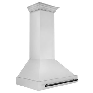ZLINE Autograph Edition 36 in. Stainless Steel Range Hood with Stainless Steel Shell and Matte Black Handle (8654STZ-36-MB) side.