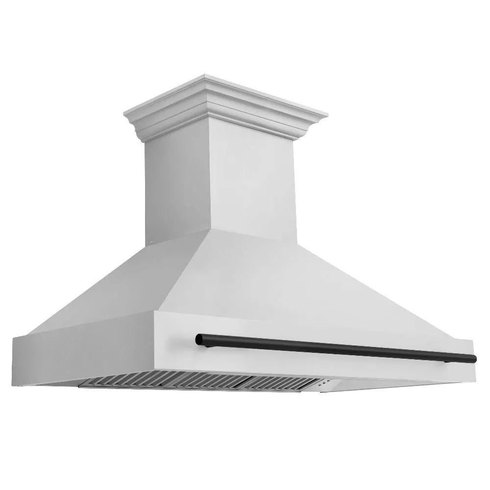 ZLINE Autograph Edition 48 in. Stainless Steel Range Hood with Stainless Steel Shell and Matte Black Handle (8654STZ-48-MB) main image.