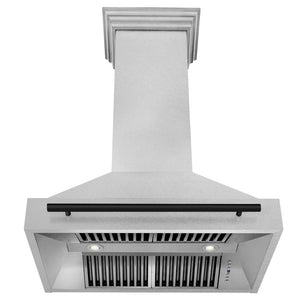 ZLINE Autograph Edition 36 in. Satin Stainless Steel Wall Mount Range Hood with Matte Black Handle (8654SNZ-36-MB)