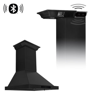 ZLINE 24 in. CrownSound™ Ducted Vent Wall Mount Range Hood in Black Stainless Steel with Built-in Bluetooth Speakers (BSKBNCRN-BT-24)