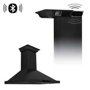 ZLINE 36 in. CrownSound™ Ducted Vent Wall Mount Range Hood in Black Stainless Steel with Built-in Bluetooth Speakers (BSKBNCRN-BT-36)