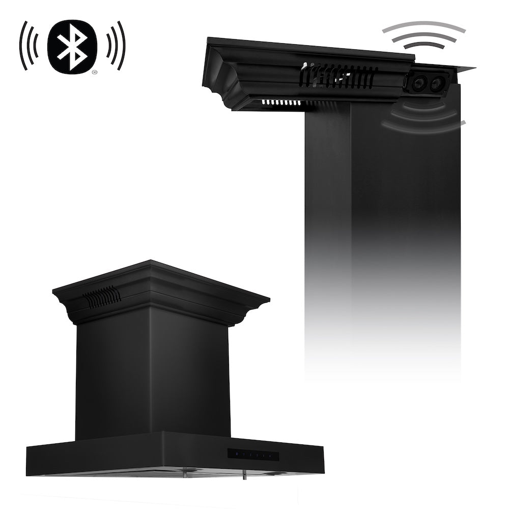 ZLINE 24 in. CrownSound™ Ducted Vent Wall Mount Range Hood in Black Stainless Steel with Built-in Bluetooth Speakers (BSKENCRN-BT-24)