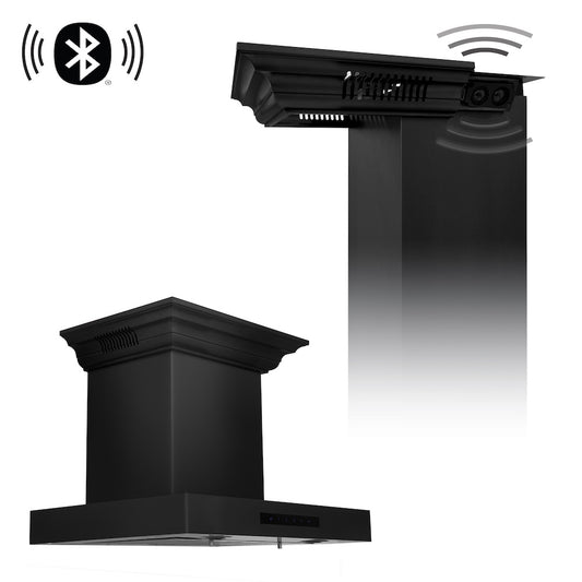 ZLINE 24 in. CrownSound™ Ducted Vent Wall Mount Range Hood in Black Stainless Steel with Built-in Bluetooth Speakers (BSKENCRN-BT-24)