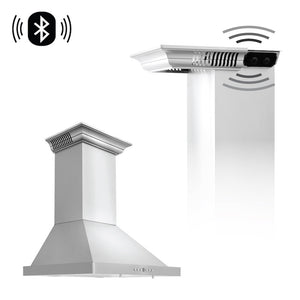 ZLINE 24 in. CrownSound™ Ducted Vent Wall Mount Range Hood in Stainless Steel with Built-in Bluetooth Speakers (KBCRN-BT-24)