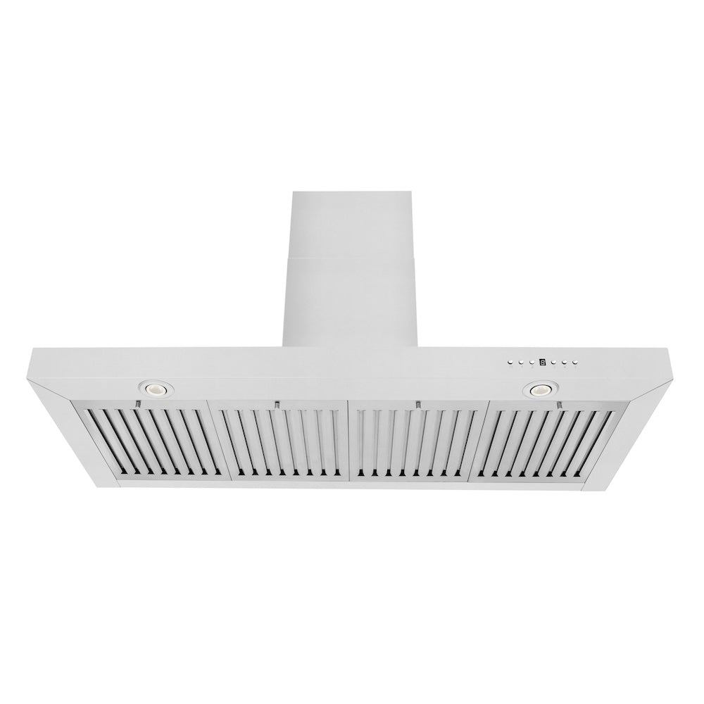ZLINE 48 in. Convertible Vent Wall Mount Range Hood in Stainless Steel (KE-48) front, under.