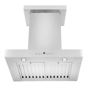 ZLINE 30 in. Convertible Vent Wall Mount Range Hood in Stainless Steel with Crown Molding (KECRN-30) front, under.