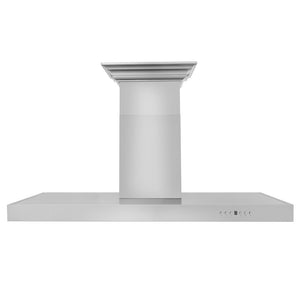 ZLINE 48 in. CrownSound™ Ducted Vent Wall Mount Range Hood in Stainless Steel with Built-in Bluetooth Speakers (KECRN-BT-48) front.