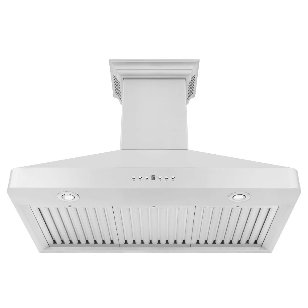 ZLINE 30 in. CrownSound™ Ducted Vent Wall Mount Range Hood in Stainless Steel with Built-in Bluetooth Speakers (KF2CRN-BT-30) under.