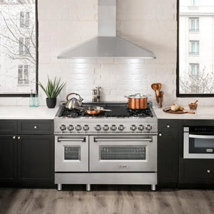 ZLINE 42 in. Convertible Vent Convertible Vent Wall Mount Range Hood in Stainless Steel (KL2-42) in a luxury kitchen.