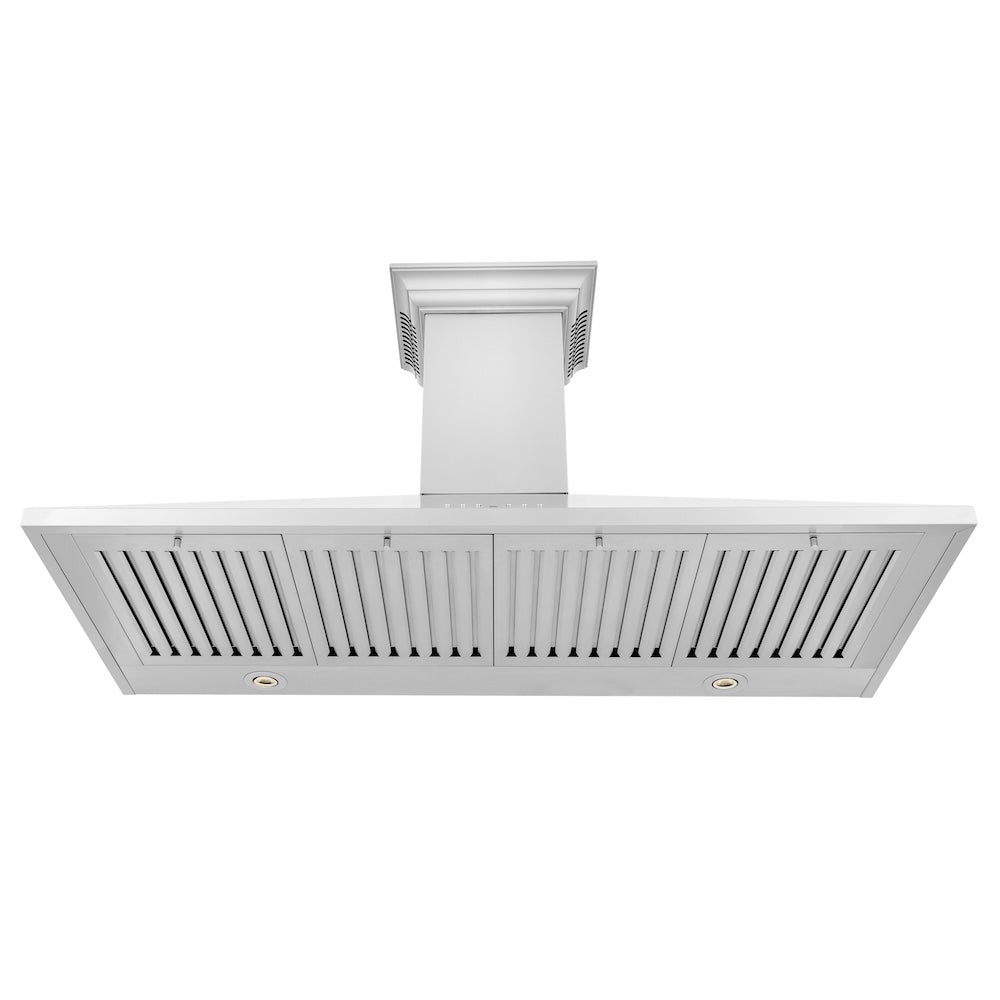 ZLINE 48 in. CrownSound™ Ducted Vent Wall Mount Range Hood in Stainless Steel with Built-in Bluetooth Speakers (KL2CRN-BT-48) front, under.