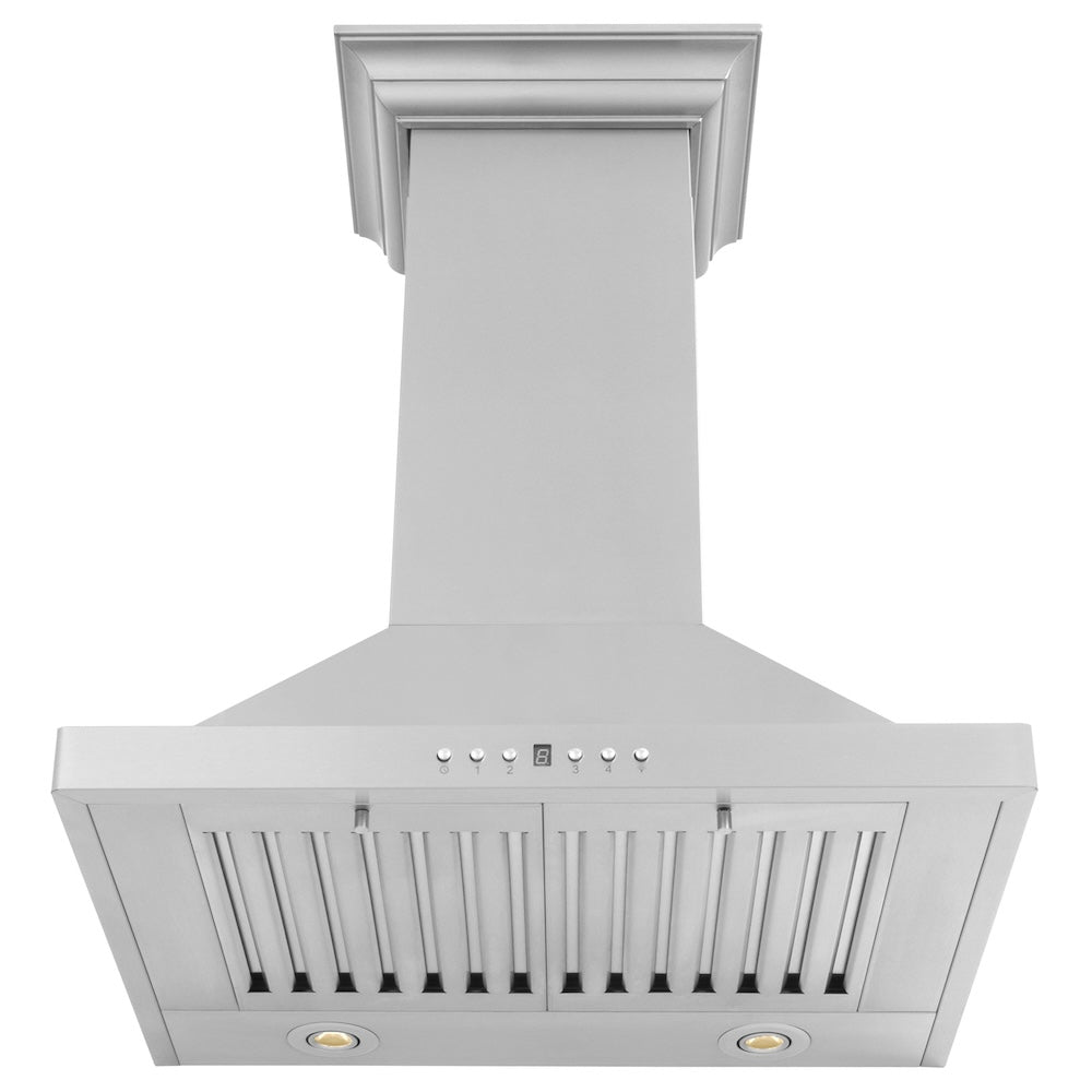 ZLINE 24 in. Convertible Vent Wall Mount Range Hood in Stainless Steel with Crown Molding (KBCRN-24) under.