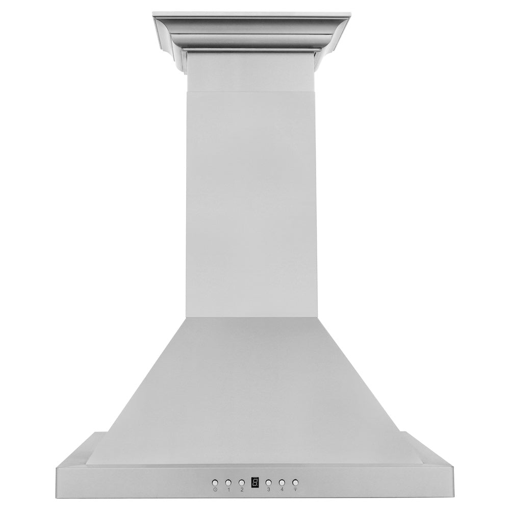 ZLINE 24 in. Convertible Vent Wall Mount Range Hood in Stainless Steel with Crown Molding (KBCRN-24) front.