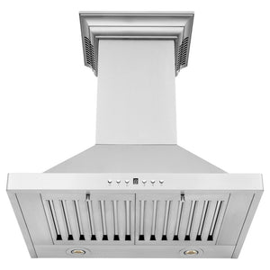 ZLINE 24 in. CrownSound™ Ducted Vent Wall Mount Range Hood in Stainless Steel with Built-in Bluetooth Speakers (KBCRN-BT-24) under.