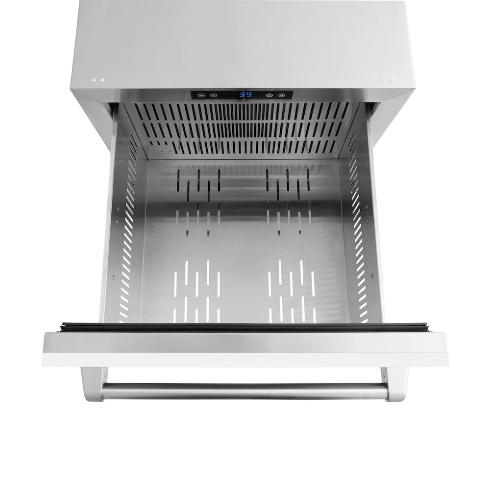 ZLINE 24 in. Touchstone 168 Can Outdoor-Rated Dual Refrigerator Drawer with White Matte Doors (RDSO-WM-24)