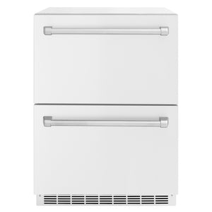 ZLINE 24 in. Touchstone 168 Can Outdoor-Rated Dual Refrigerator Drawer with White Matte Doors (RDSO-WM-24)