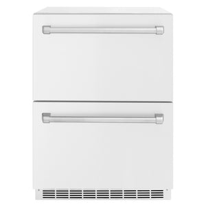 ZLINE 24 in. Touchstone 168 Can Outdoor-Rated Dual Refrigerator Drawer with White Matte Doors (RDSO-WM-24)