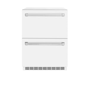 ZLINE 24 in. Touchstone 168 Can Outdoor-Rated Dual Refrigerator Drawer with White Matte Doors (RDSO-WM-24)