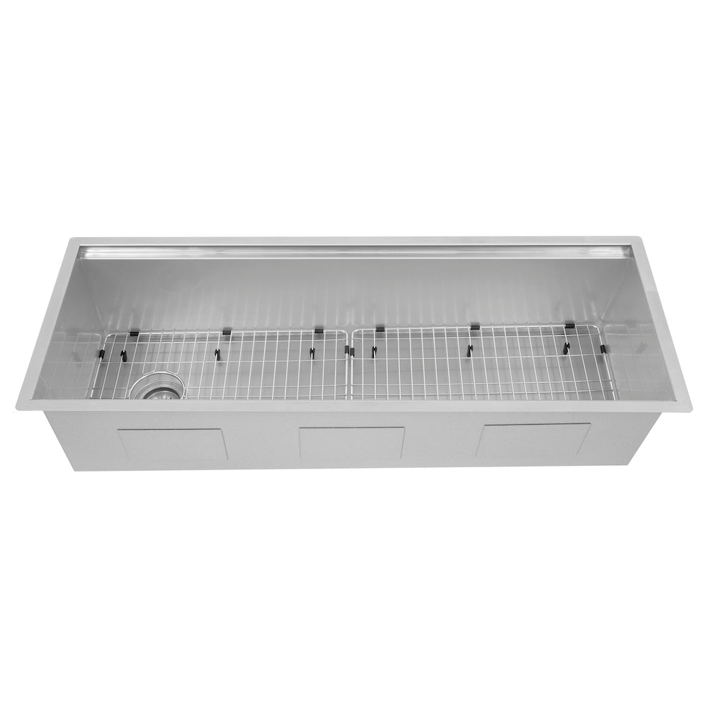 ZLINE Garmisch 45 in. Undermount Single Bowl Stainless Steel Kitchen Sink with Bottom Grid and Accessories (SLS-45) front, with grate.