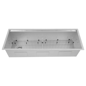 ZLINE Garmisch 45 in. Undermount Single Bowl Stainless Steel Kitchen Sink with Bottom Grid and Accessories (SLS-45) front, with grate.