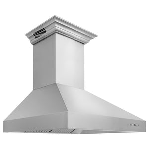 ZLINE 36 in. CrownSound™ Ducted Vent Wall Mount Range Hood in Stainless Steel with Built-in Bluetooth Speakers (697CRN-BT-36)