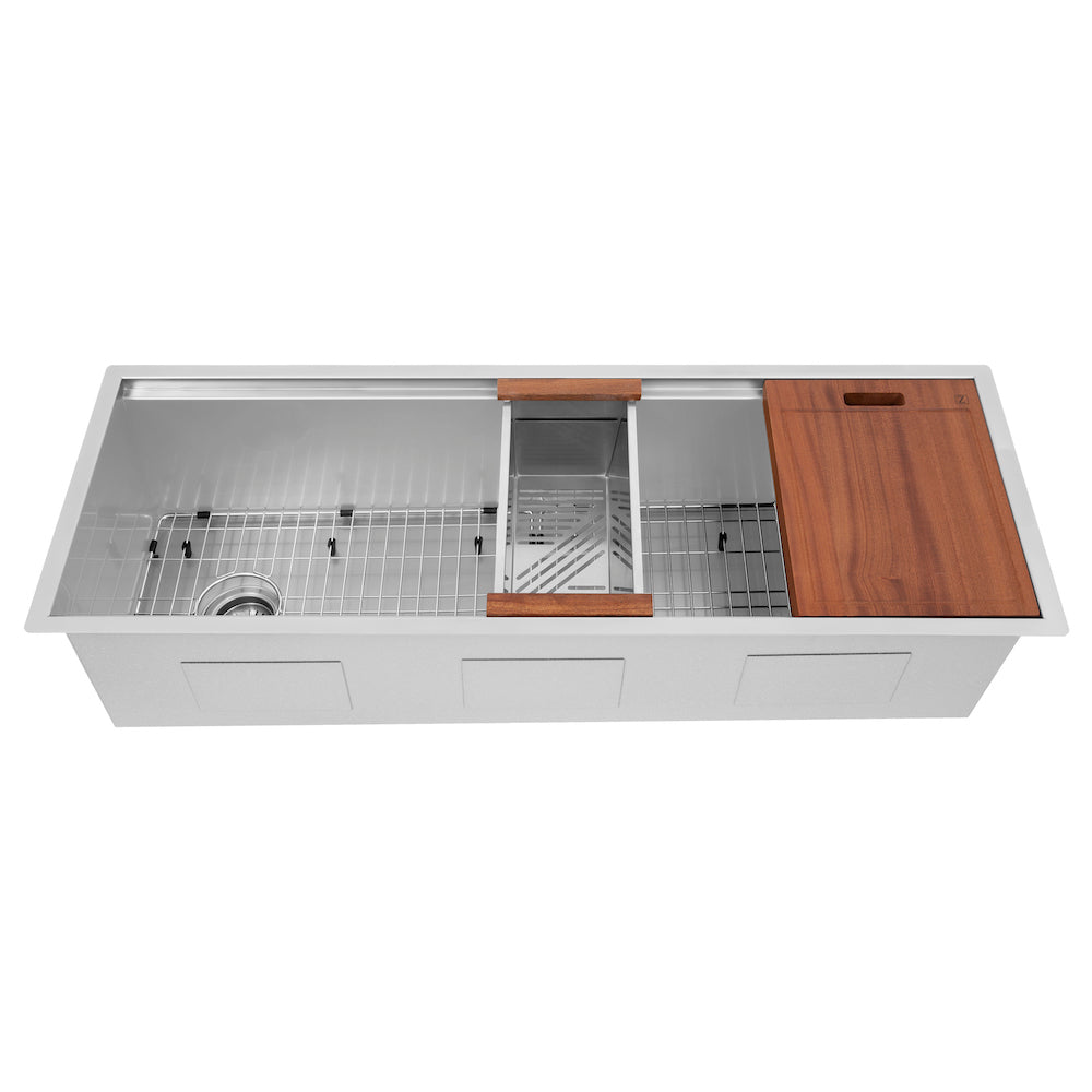 ZLINE Garmisch 45 in. Undermount Single Bowl Stainless Steel Kitchen Sink with Bottom Grid and Accessories (SLS-45) front.