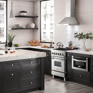 ZLINE 24 in. Convertible Vent Wall Mount Range Hood in Stainless Steel (KB-24) in a luxury kitchen.