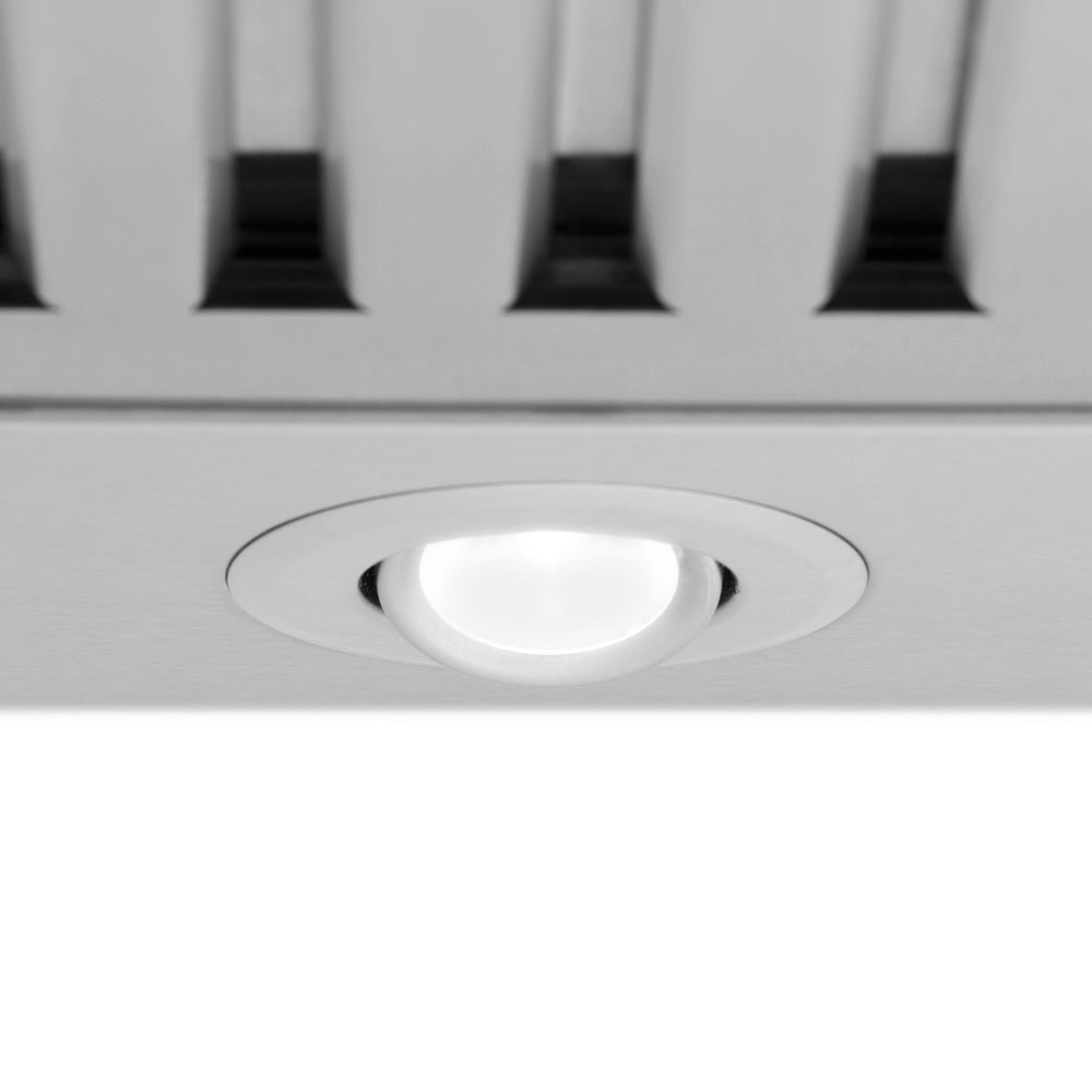 ZLINE 24 in. Convertible Vent Wall Mount Range Hood in Stainless Steel (KB-24) built-in lighting.