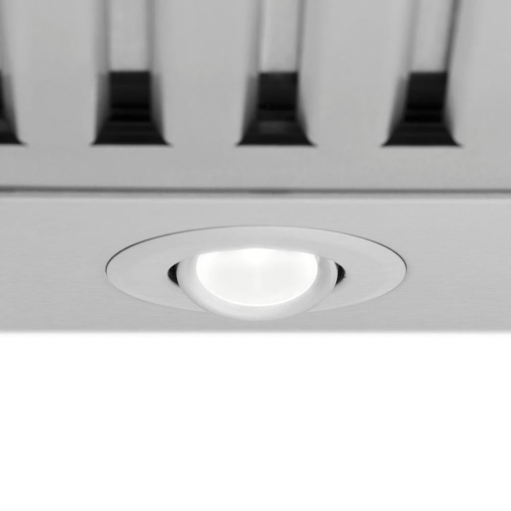 ZLINE 48 in. Convertible Vent Wall Mount Range Hood in Stainless Steel (KB-48) built-in lighting.