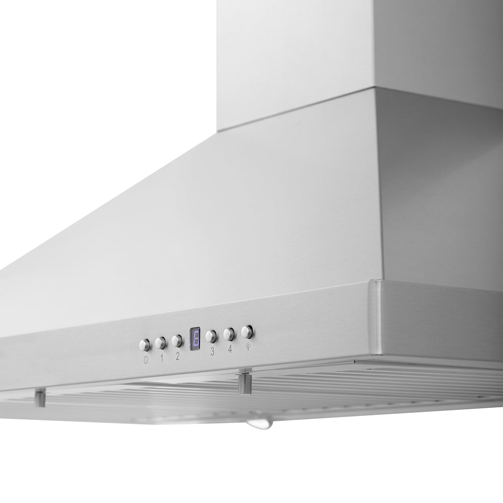 ZLINE 36 in. Convertible Vent Wall Mount Range Hood in Stainless Steel (KB-36) control panel on a white background